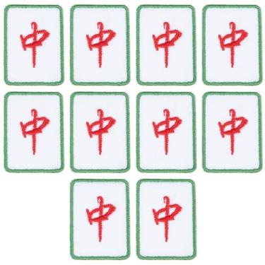 Imagem de 10 Pcs Remendo Bordado Mahjong Distintivo De Roupa Bordada Remendos De Costura Remendos De Azulejo De Mahjong Chinês Remendos Para Mochilas Ferro No Remendo Tecido Material Roupas