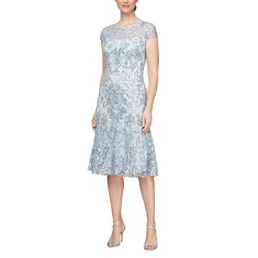 Imagem de Alex Evenings Vestido feminino longo bordado para coquetel, convidada de casamento, vestido de festa (tamanho pequeno e regular), Hortênsia, 44