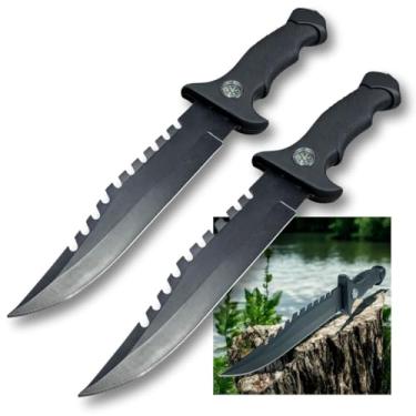 Imagem de Kit 2 Facas Para Camping E Trilhas Com Bússola De Orientação – Resistentes, Compactas e Funcionais, Ideais para Aventureiros, Exploração Outdoor, Sobrevivência, Pesca, Caça e Atividades na Natureza.