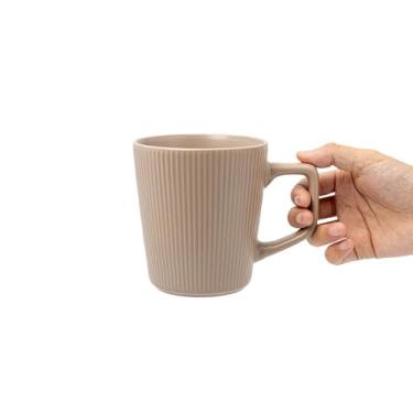 Imagem de XINCHANG Canecas de café de cerâmica rústica - design listrado, perfeito para manhãs aconchegantes (marrom)