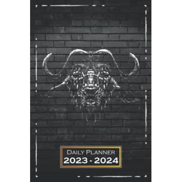 Imagem de Daily Planner 2023-2024: 6x9 inches, Softcover | From Sunday to Saturday | One Week on a Double Page | with Monthly Overview | Animal Motif Drawing | qx1