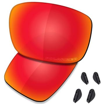 Imagem de SAUCER Lentes de reposição premium e kit de borracha para óculos de sol Oakley Drop Point OO9367 60 mm de alta definição - vermelho fogo polarizado
