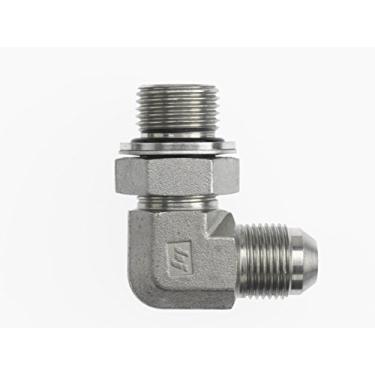 Imagem de Brennan Industries 7202-16-20-NWO-FG Encaixe adaptador de conversão de cotovelo de 90 graus de aço forjado, 1-5/16"-12 macho JIC x 1-1/4-11 BSPP macho giratório ajustável