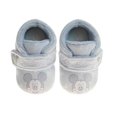 Imagem de Disney Sapatos infantis para bebês meninas meninos - Mickey, Minnie e Ursinho Pooh First Walker Meias quentes chinelos de berço para recém-nascidos (tamanho 2, 3, 4 bebês), Azul claro, 16
