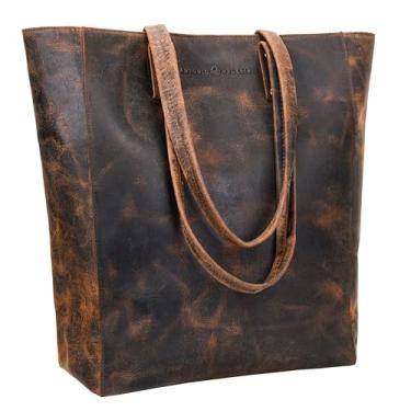 Imagem de ANTONIO VALERIA Bolsa feminina de couro AVA/alça superior, Marrom envelhecido, Medium