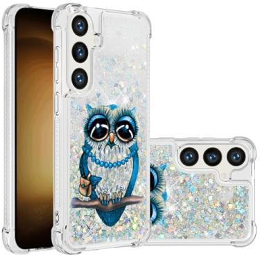 Imagem de Monwutong Capa Slim Fit para Samsung Galaxy S24 FE, com efeito de areia movediça de cristal brilhante, capa moderna, proteção de tela e câmera para Galaxy S24 FE, YBDT Owl