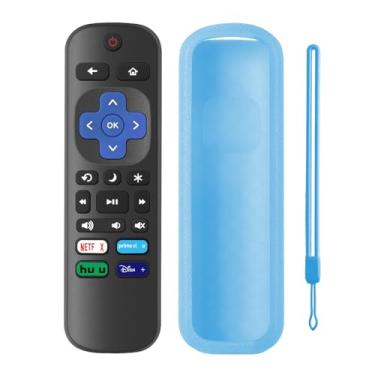 Imagem de SOTATOO Controle remoto de substituição para Roku TV com capa de silicone macio azul, controle remoto universal para Smart TVs TCL Roku/Hisense Roku/Onn Roku/Westinghouse Roku/Philips Roku (não para
