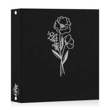 Imagem de Lanpn Álbum de fotos de álbum de recortes de 8,5 x 11 polegadas, capa de linho para arquivo, sem ácido, carregamento superior, pasta de 3 argolas, livro de fotos 8,5 x 11 com 30 mangas de pl