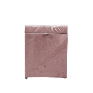 Imagem de Puff baú quadrado 1 lugar 36x36 cm rose claro - NEGROMONTE STORE