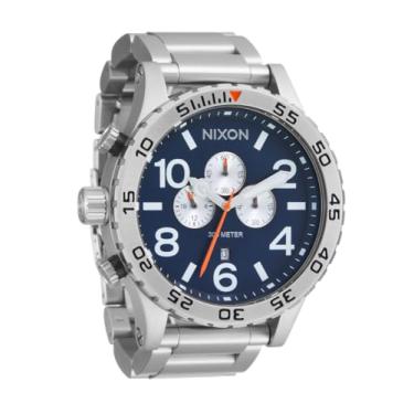 Imagem de NIXON 51-30 Chrono A1389-300 Relógio masculino analógico moderno resistente à água (mostrador de 51 mm, pulseira de aço inoxidável de 25 mm), Prata / Midnight, One Size, Crono 51-30
