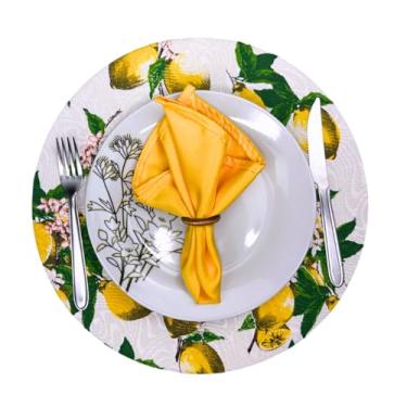 Imagem de Sousplat Completo 4 Capas, 4 Base MDF, 4 Guardanapo e 4 Porta Guardanapo - Varias Estampas - Tecido Premium Mais Grosso. (Limão S Branco/G Amarelo)