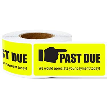 Imagem de Adesivos vencidos - Etiqueta adesiva amarela brilhante para lembrete de pagamento, aluguel vencido - Rolo de 300 unidades, 1 x adesivo retangular de 6 cm