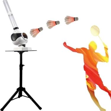 Imagem de Máquina de Saque de Badminton com Controle Remoto Suporte Ajustável, Automático Lançador de Peteca de Badminton Auxílio ao Treinamento Para Iniciantes Adultos Crianças