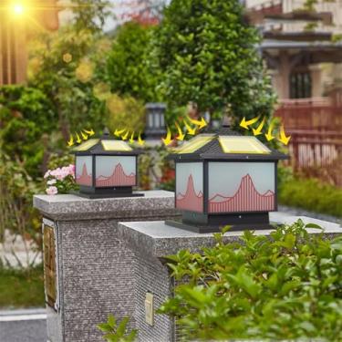 Imagem de Lâmpada de poste solar ao ar livre à prova d 'água para moderno para casa Villa Jardim Pátio Alpendre Encerrando Parede LED Post Lights (G Vermelho D40CM 1PCS)