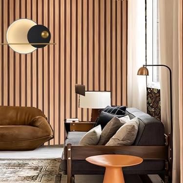 Imagem de mwpqbd Papel de parede nórdico moderno minimalista para TV fundo PVC quarto sala de estar descascar e colar papel de parede 3D imitação de grão de madeira (café)