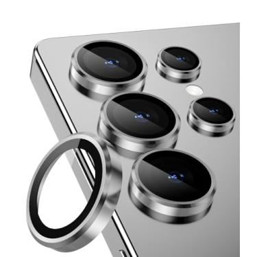 Imagem de CloudValley Para Samsung Galaxy S25 Ultra Protetor de Lente de Câmera, Vidro Temperado 9H + Anel de Proteção de Lente Individual de Liga de Alumínio, [Instalação de 1 segundo] Capa de Vidro Ultra-HD,