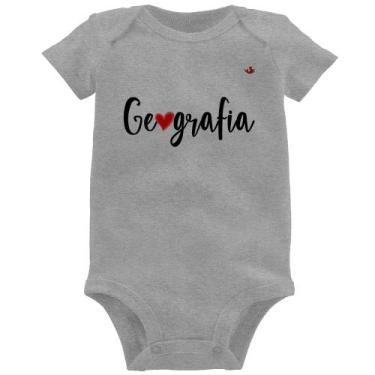 Imagem de Body Bebê Geografia por amor - Foca na Moda, Cinza, G