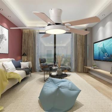 Imagem de Ventilador de teto com iluminação LED de estilo moderno nórdico, simples, ideal para sala de estar, restaurante,quarto e quarto infantil(1 unidade) (Estilo 1)