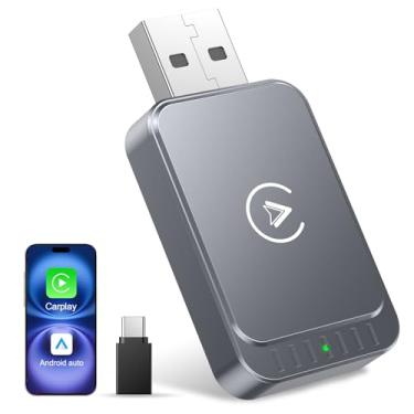 Imagem de AuroraLink Adaptador Carplay sem fio para Apple iPhone e Android Auto 2 em 1, adaptador sem fio Carplay rápido e estável, converte com fio para dongle de reprodução de carro sem fio para iOS 10+
