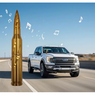 Imagem de Antena bullet de carro caminhão 50 cal, acessórios de rádio, substituição universal para GMC Sierra 1500 Chevy Dodge Ram Silverado 1500 2500 3500 Ford F150 F250 F350 padrão espiral (ouro, 19,8 cm)
