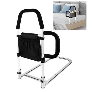 Imagem de GVHOMILOV Trilhos de cama para adultos idosos, trilhos de assistência de cama com alças duplas e bolso de armazenamento, trilhos de segurança de cama para entrar e sair da cama facilmente, serve para