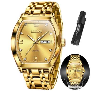 Imagem de Relógio OLEVS Gold Square Face resistente à água para homens