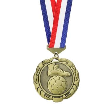 Imagem de PATIKIL Medalha de Prêmio, Troféu de Medalha de Futebol de 7,6 cm com fita de pescoço liso Prêmio de lembrancinha de festa de futebol para competições de reuniões esportivas, ouro