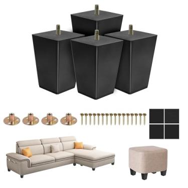 Imagem de RVXHUA Pernas de móveis de madeira de 10 cm - Conjunto de 4 pés de substituição de madeira maciça para sofá, poltrona, cadeira, armário, suporte de TV, guarda-roupa, cômoda, sofá de namoradeira -