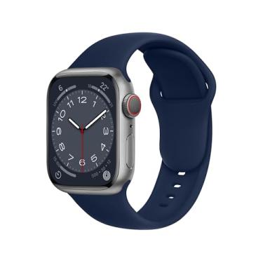 Imagem de ELETTRONEO Pulseira esportiva SBC1 para Apple Watch Ultra 2 de 49 mm, série 10 de 46 mm, 9 8 7 45 mm e 41 mm, SE 6, 5, 4, 44 mm e 40 mm, 3 2 1 42 mm 38 mm iWatch, pulseira de silicone, azul Mariana