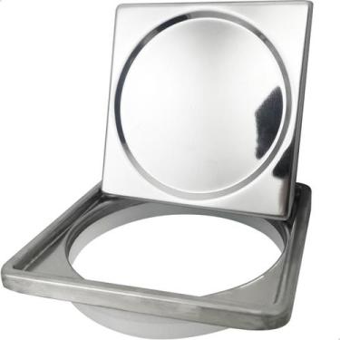 Imagem de Tampa Cega Ralo 10x10 E Caixilho Porta Grelha Quadrado 10cm Aço Inox K