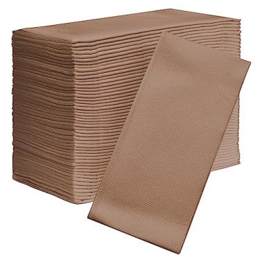 Imagem de Guardanapos de papel para jantar em casa americano, com linho ecológico, decorativo de 40 x 40 cm, ideal para festas ou recepção de casamento. Composto espesso absorvente Bio e reciclagem (marrom claro)