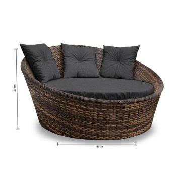 Imagem de Chaise Orbit em Fibra Sintética - Tecido Lisato Grafite - New Garden 