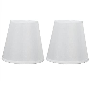 Imagem de QANYEGN 2 peças de abajur de tecido, abajur de lâmpada com clipe, abajur de pano estilo europeu para lustre de parafuso E14 (PT06)