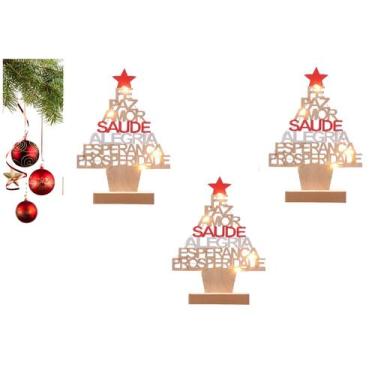 Imagem de Kit C/3 Árvores De Natal Luzes Desejos Enfeite De Madeira - STAR GOLD 
