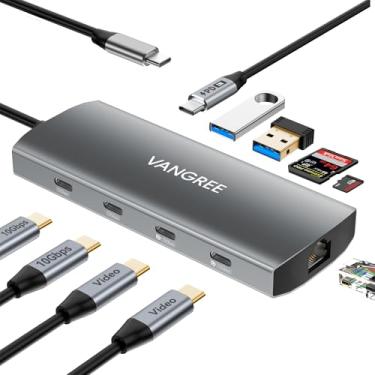 Imagem de Hub USB C com duas portas de exibição 4K a 60Hz, 2 portas USB-A e 2 portas USBC 3.2 10Gbps, Ethernet de 1 Gbps, PD de 100 W, SD/TF, estação de ancoragem divisor USB C para MacBook Pro/Air, iMac, iPad