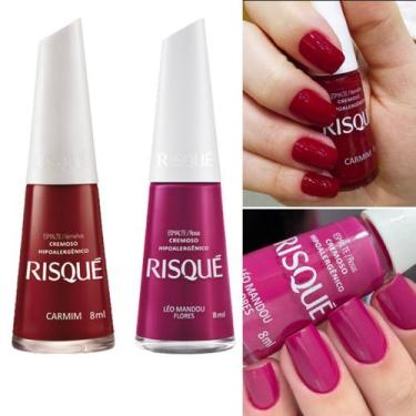 Imagem de Kit 5 Esmaltes Escuros Risque Vermelho Preto Marrom Rosa - Risqué, 2: 