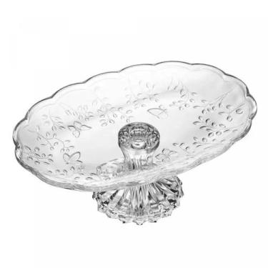 Imagem de Travessa com Pé New Butterfly Vidro 31x20x12cm - Lyor