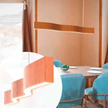 Imagem de Lustre Madeira Retangular Linear LED Integrado 98cm -SNK01 - JEQUETIBA