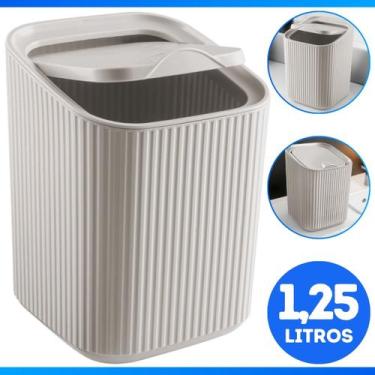 Imagem de Lixeira 1,25 Litros Pia Cozinha Tampa Bancada Banheiro Lavabo Moderno 