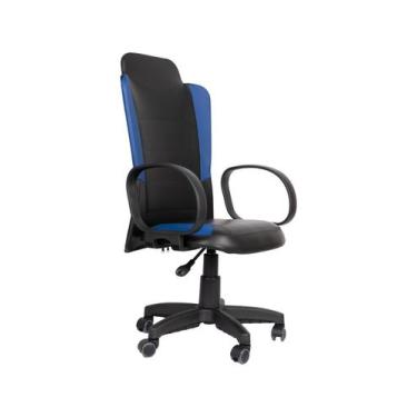 Imagem de Cadeira gamer  black and blue com estofado de tecido sintetico - PopMo
