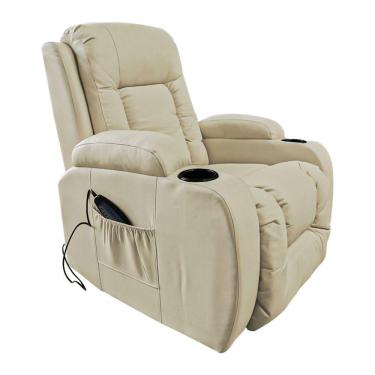 Imagem de Poltrona Do Papai Reclinável Com Massagem E Balanço Giratória Austin Pu Bege