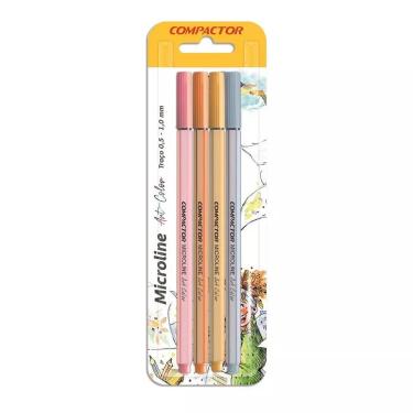 Imagem de Compactor Caneta Hidrográfica Microline Pastel 4 unidades Ponta 0,5-1,0 mm Tinta Atóxica