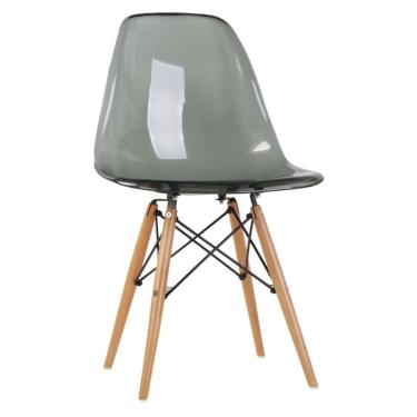Imagem de Cadeira Eiffel Sem Braços - Base Madeira - Assento Em Policarbonato Fumê