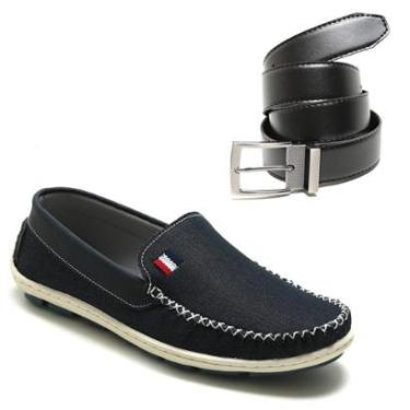 Imagem de Kit Sapato Dockside Masculino Mocassim Jeans Leve Confortável + Cinto Em Couro-Masculino