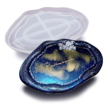 Imagem de BIGEBO Moldes grandes de bandeja de resina, molde oval irregular para joias com placa de bugiganga de borda, suporte de vela, molde de silicone para bricolage resina epóxi cimento concreto artesanato