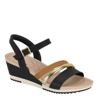 Imagem de Sandália Feminina Anabela Conforto com Fivela Modare 7123147, Preto, D