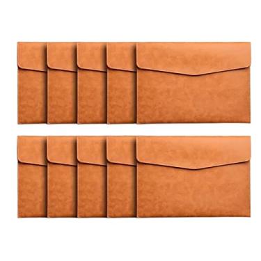 Imagem de Pastas de Arquivo Pasta de arquivo de papel A4 de 10 unidades Bolsa de documentos de couro engrossada Botão de pressão organizador de contas de contrato para escritório escolar em casa Organizador de