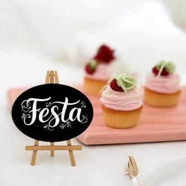 Imagem de Lousa Decorativa Oval Com Tripé Mesa Aniversário - Lazer e Estilo