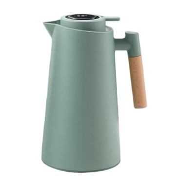 Imagem de Garrafa Térmica Termometro Digital 1L Café Chá Nórdica Com Cabo Madeira(Azul)