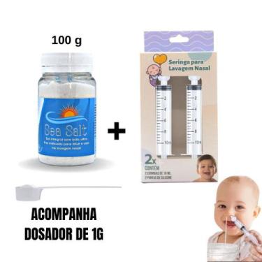 Imagem de Kit Sal Para Lavagem Nasal + Seringa Premium C/2un - Sea Salt